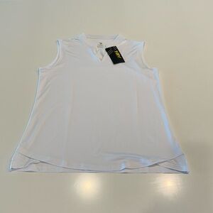 Sleeveless golf, tennis, pickleball polo shirt NWT - size L - white tank top